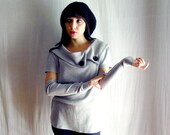 Grey sweatshirt sweater - fleece top grey sweater jumper top womens tshirt