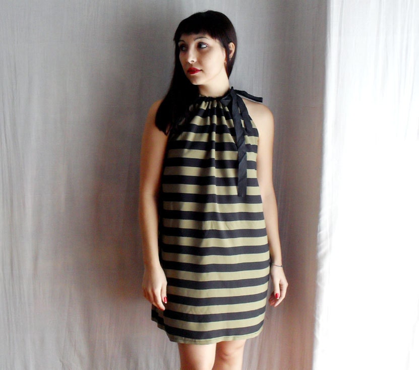 Striped halter dress striped dress mini dress for women