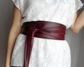 Wine burgundy vegan leather obi belt - Sizes S-M and L-XL  - Spring Fashion