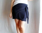 Dark blue wrap skirt mini skirt for women - one size