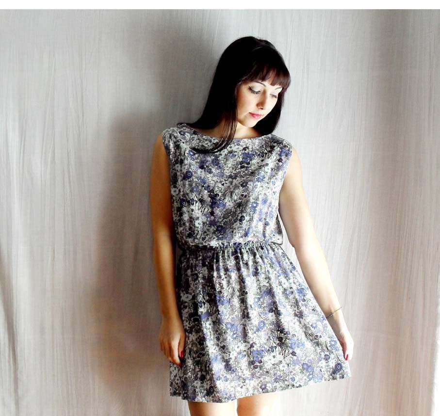 Mini cotton dress - flowery dress tunic dress sundress for women