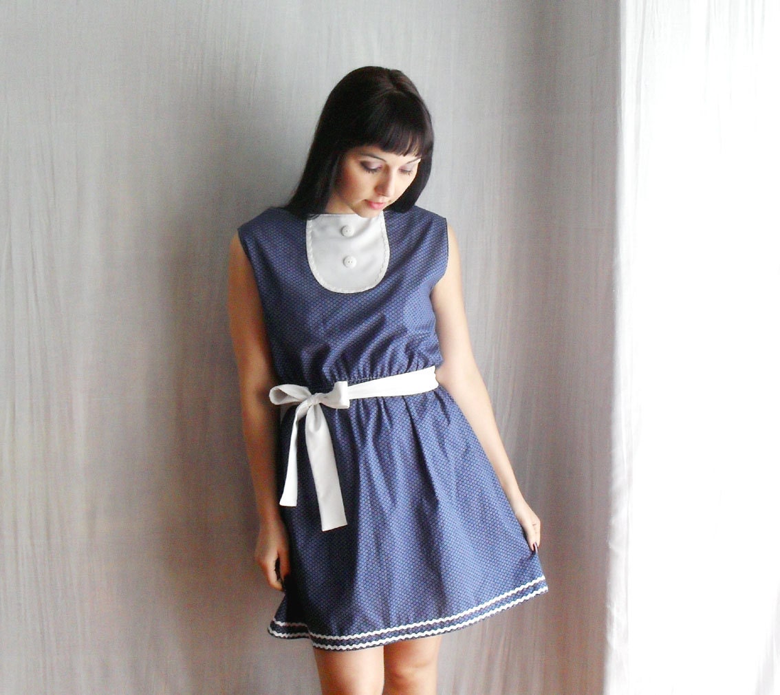 Blue bib dress alice in wonderland dress with belt