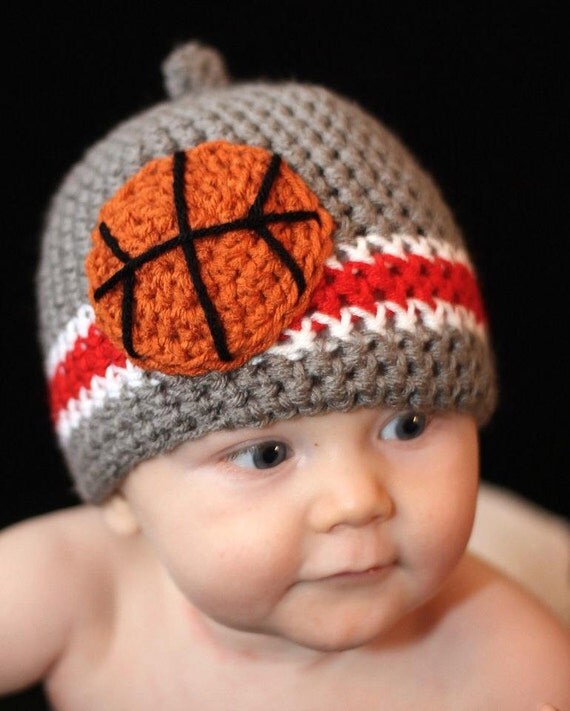 Ohio State Buckeye Basketball Crochet Nub Tip Beanie (Crocheted to Order in sizes newborn - toddler)