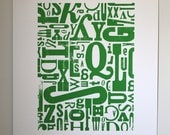 Green Woodtype Screenprint