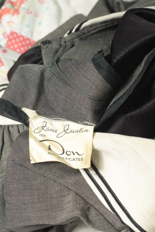 On High Seas - Vintage 1950s Black and White Sailor Dress by Jane Justin size small medium large
