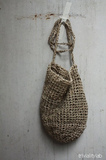 crochet natural hemp bag