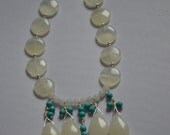 White Bowenite and Green Magnesite Statement Necklace - Cancer Charity