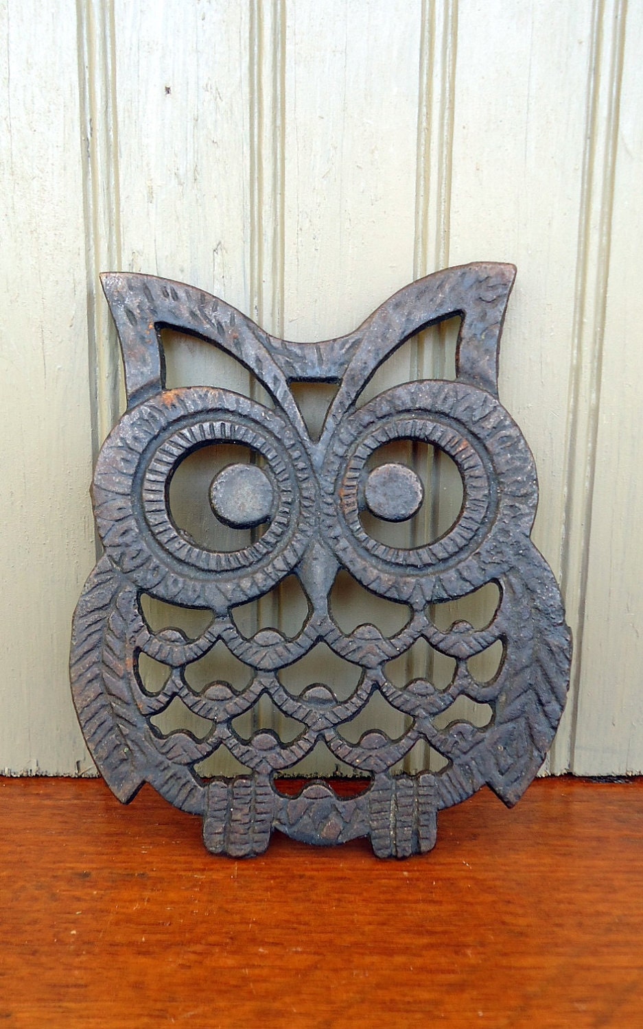 Vintage Owl Trivet Cast Iron Black Metal By Thesquirrelcottage 9244