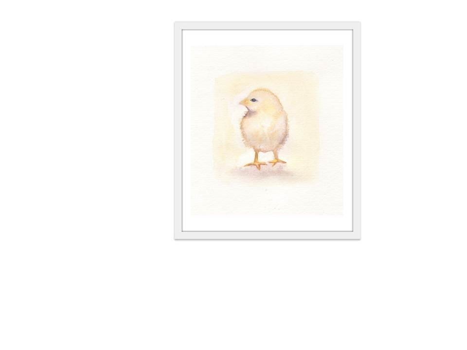 Yellow Baby Chick-a-dee 5x7 Reproduction of Watercolor Painting
