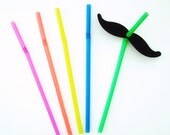 100 Mustache Straws - Photo Booth Props - Black Mustaches on Straws - Assembled Ready to Use