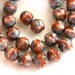 Czech beads, Picasso beads, Orange Rust glass beads - rustic beige tan, brown - round cut organic - 8mm - 20PC - 088