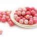 4mm beads Pink mix - czech glass round spacers, druk, small - approx.100Pc - 0302