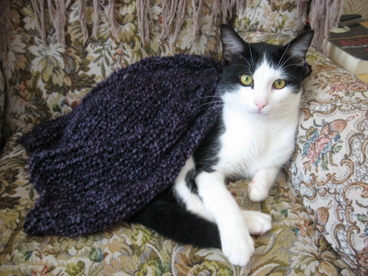 Baby Blanket - Goth Imperial Grape and Lavender - Hand Knitted by Stephanie Briggs