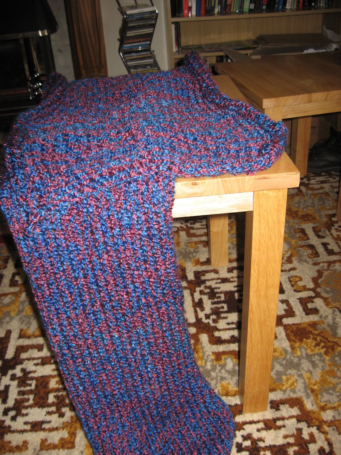 Scarf - Purple Violets - Hand Knitted by Stephanie Briggs