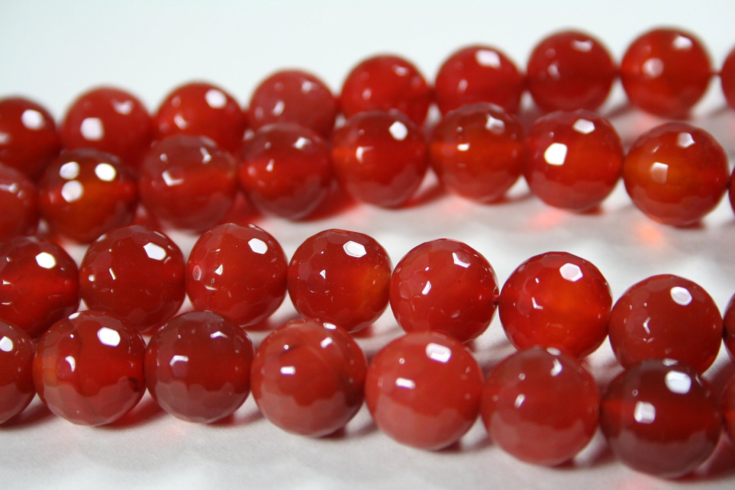 Natural Carnelian 12mm Faceted Round Beads Strand, 16 Inch Strand (G01033)