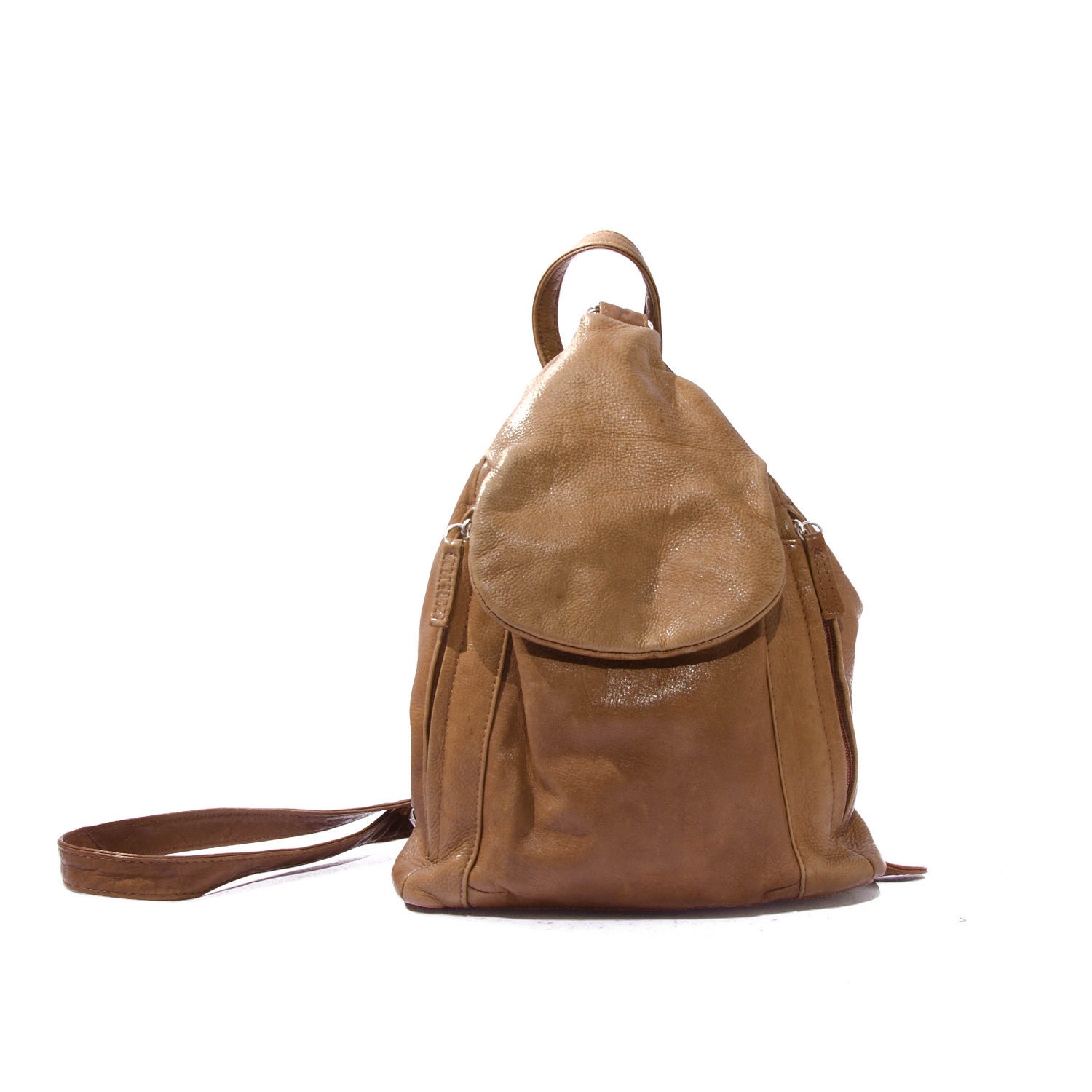 Small Brown Leather Backpack Carry All Women's Purse Hand Bag Unique Bag
