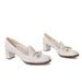 Women's Vintage Pumps by Jack Rogers White Ostrich Uppers with Gold Accent Tassels for size 10 Narrow