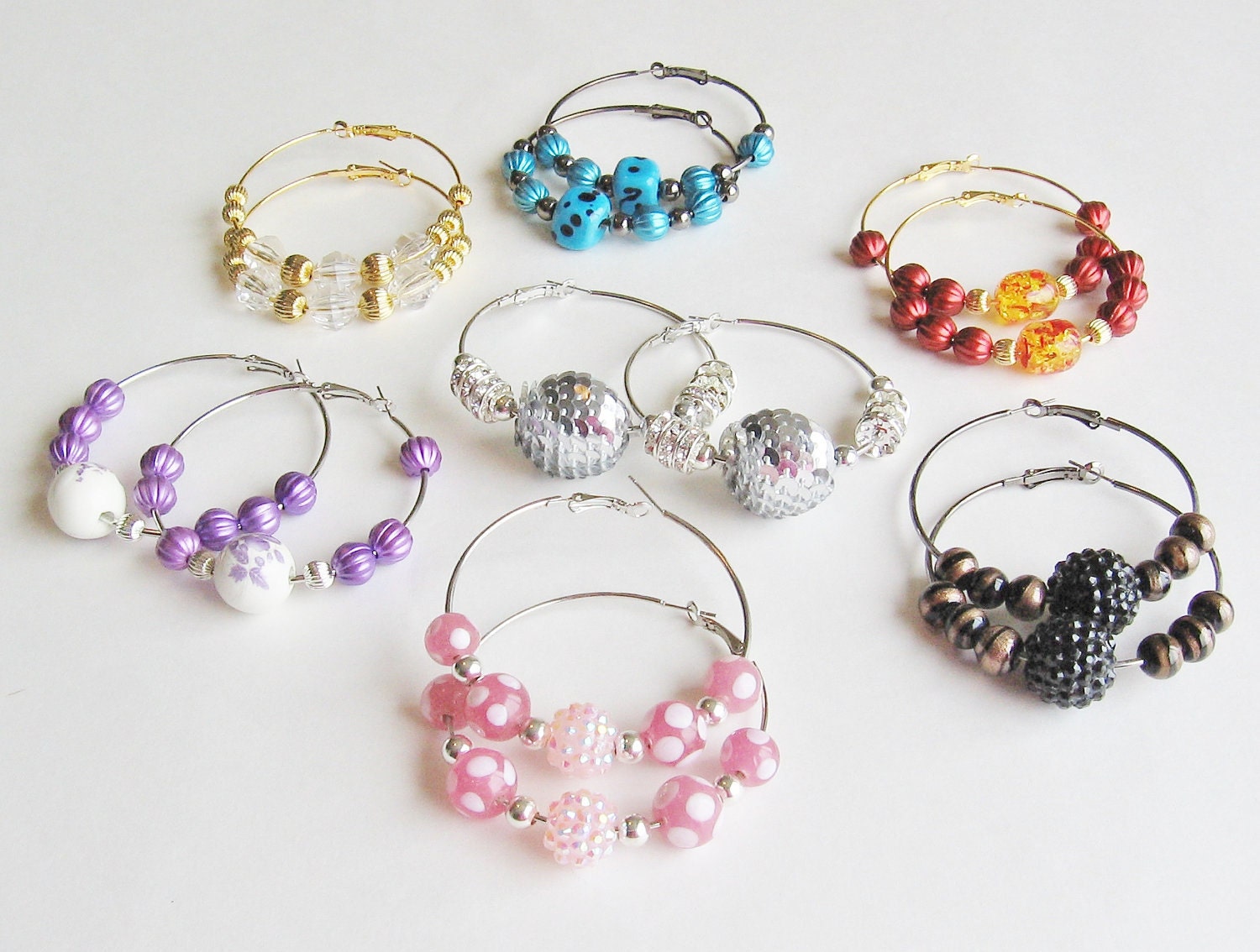 Silver Disco Ball Hoop Earrings.