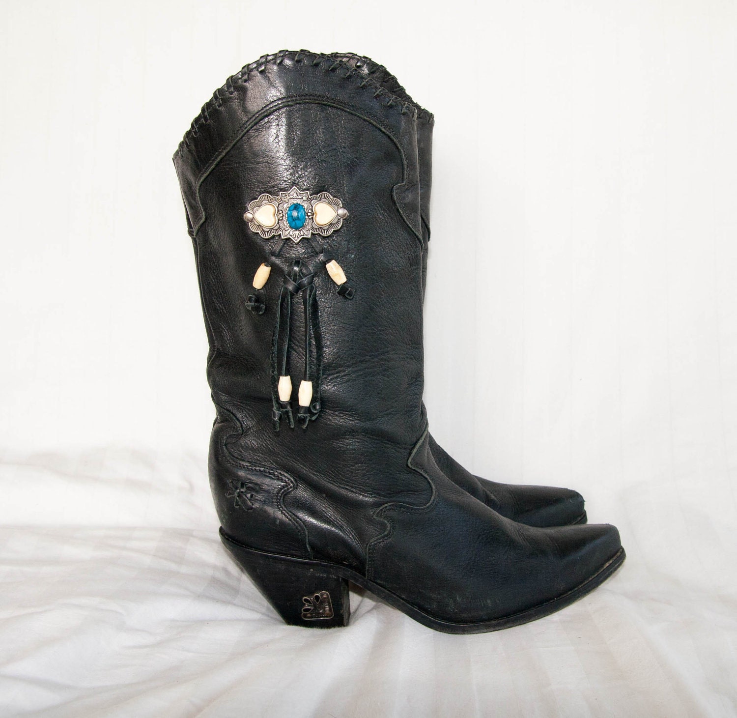 Vintage. Leather. Black. Zodiac. Boots. Womens by GentlemanJames