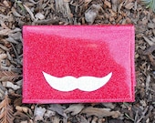 Glitter Vinyl Billfold Wallet With Mustache