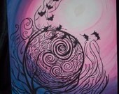 Supernovae Original Art Print "Tree Series 5" 11x14" FREE Shipping Abstract Nature Painting Watercolor Ink Bats
