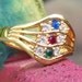 Vintage AVON Goldtone Multi-Color and Clear Crystal Ring