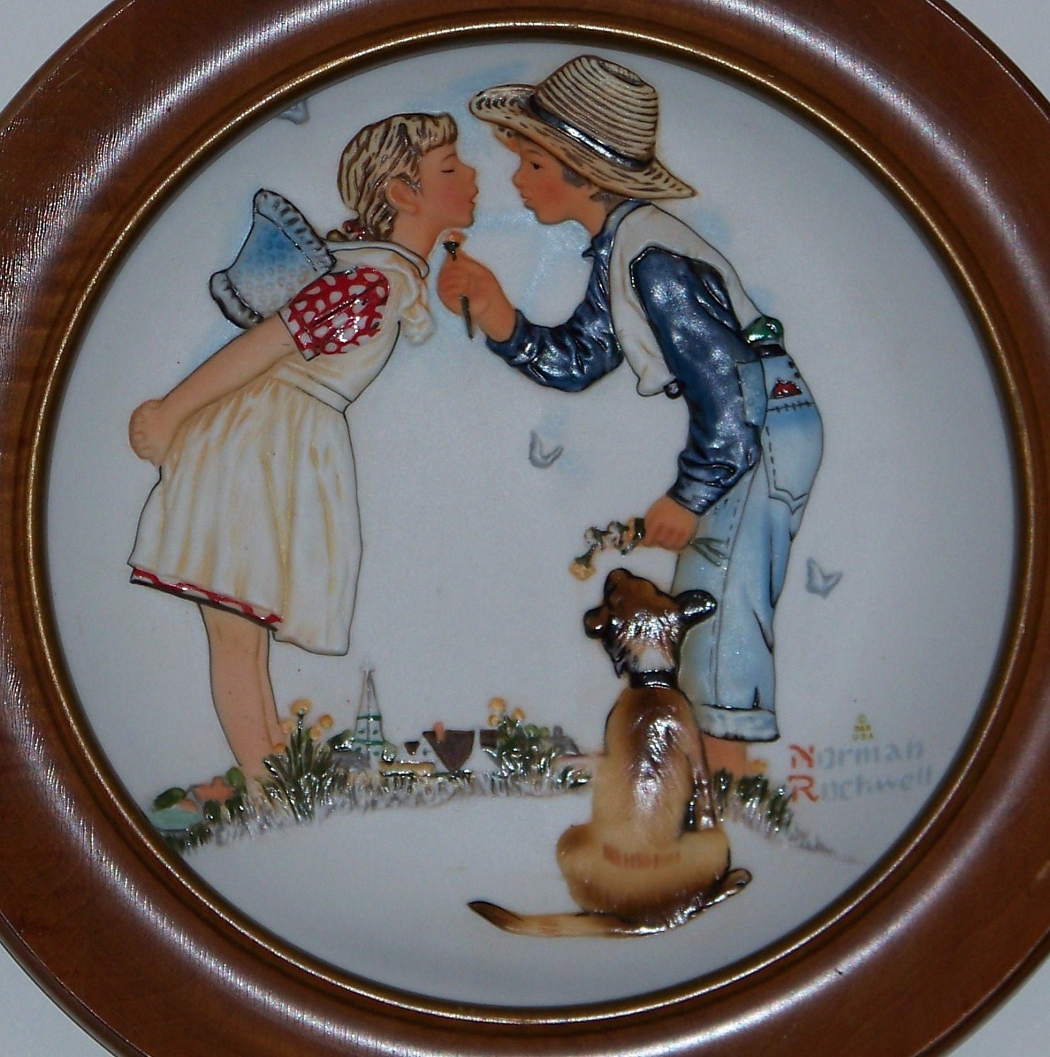 Vintage 1972 Norman Rockwell Ltd. Edition Framed Collector Plate "Beguiling Buttercup" From The Four Seasons Series for 1949