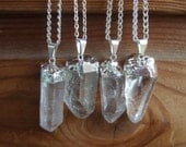 Silver Dipped Quartz Crystal Point Necklace