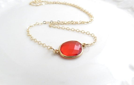 Orange Quartz Gold Necklace