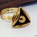 CLEARANCE Golden Triangle Button Ring Vintage with Gold Wire