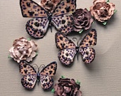 Leopard Butterfly Set  Scrapbook Embellishment Tag Card Mini Album Wedding