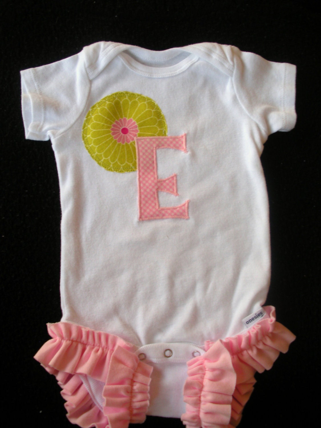 3 Piece- Monogrammed Onesie, Bib, and Burp Cloth- Chrysanthemums