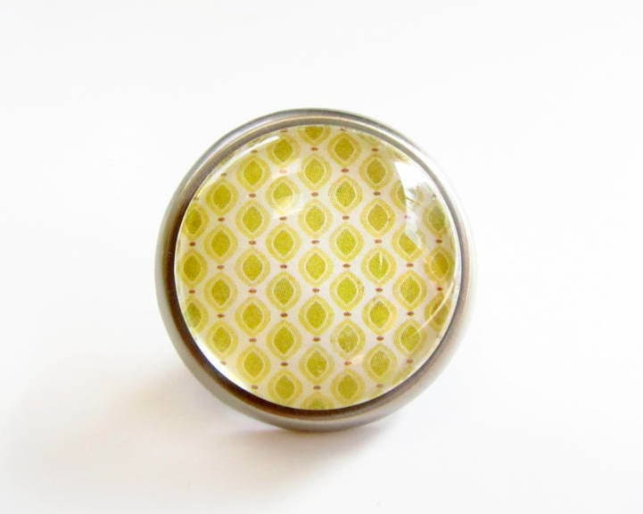 Olive Green Home Decor Cabinet Knob Pull Glass Metal