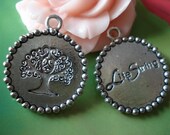 10 pcs 20mm Antique Silver Peace Trees of Life String signs Round Charms Pendants g44180