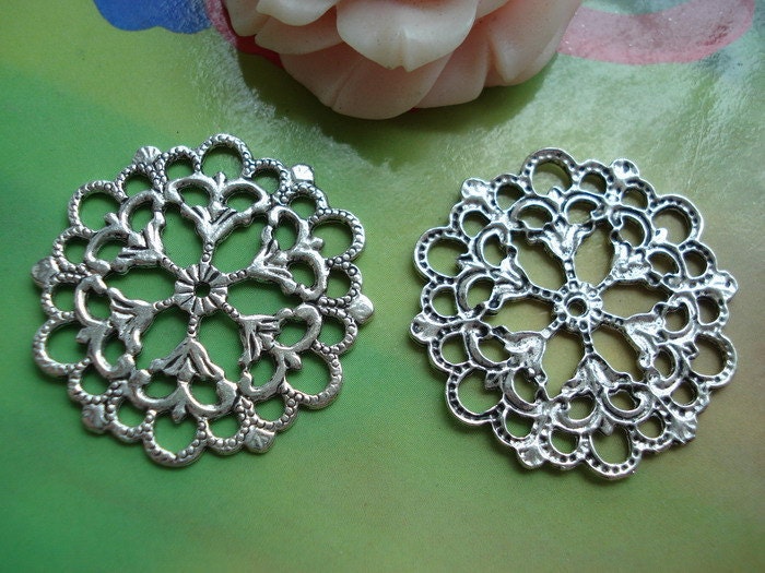 10 pcs 30mm Antique Silver Vintage Snowflake Flowers Beads Caps Pads Connectors Charms Pendants a1l1029fb01921