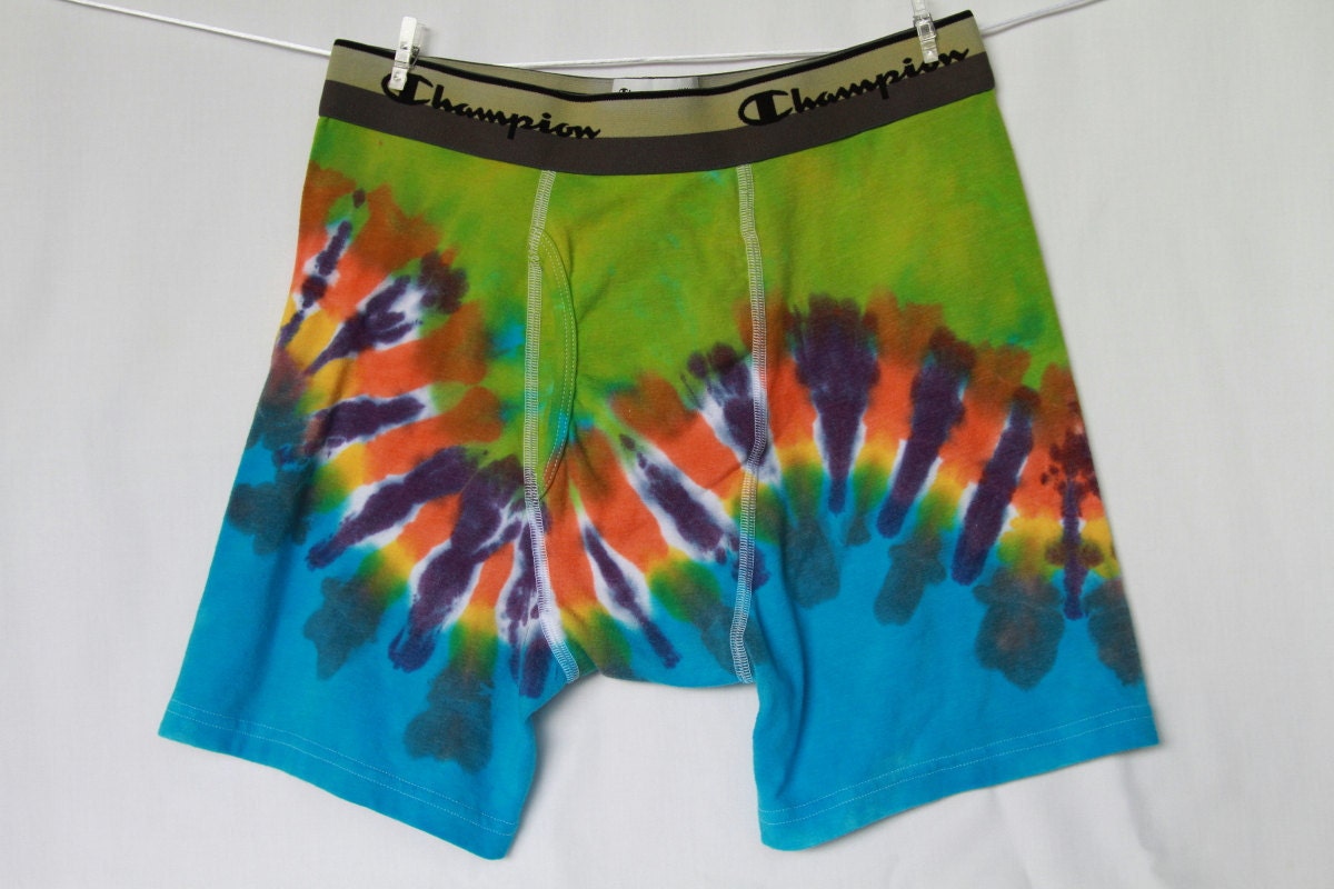 Men's Boxer Briefs Medium Orange Yellow Turquoise Lime Purple 2tiedye4