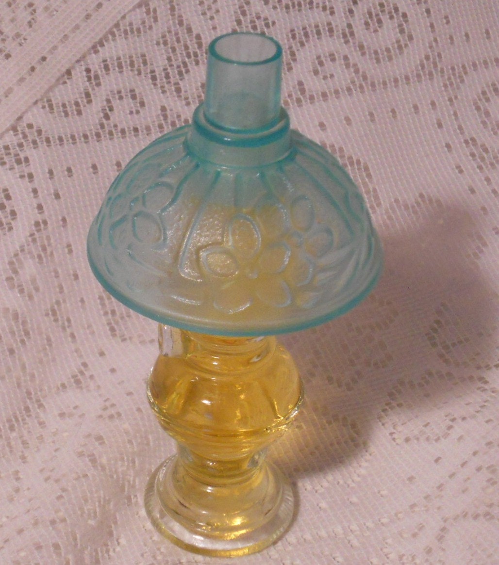 Items similar to Vintage Avon Oil Lamp With Blue Shade on Etsy