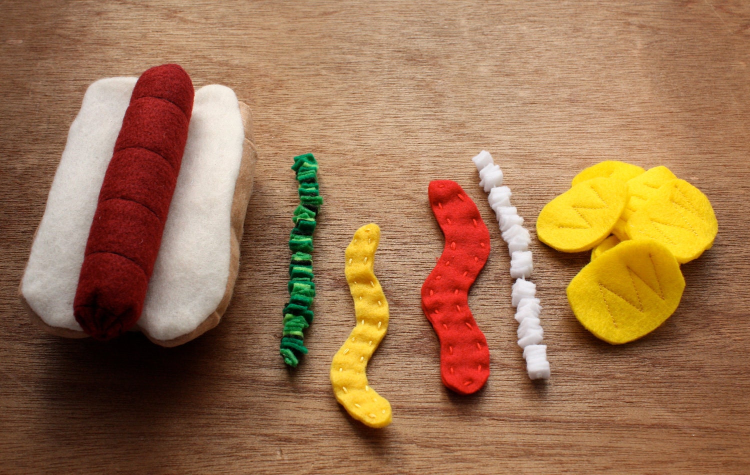 Felt Play Food - Hot Dog and chips
