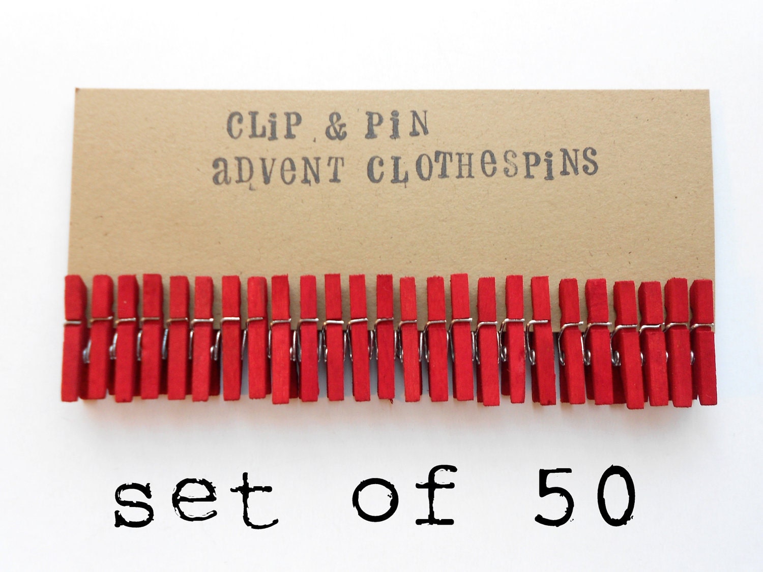 Mini Clothespins - Advent Calendar - Cranberry Red - Small