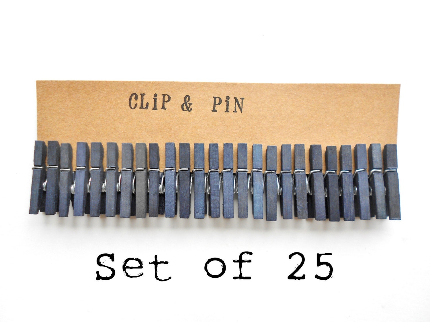 Mini Clothespins - Charcoal / Grey - 25 Small