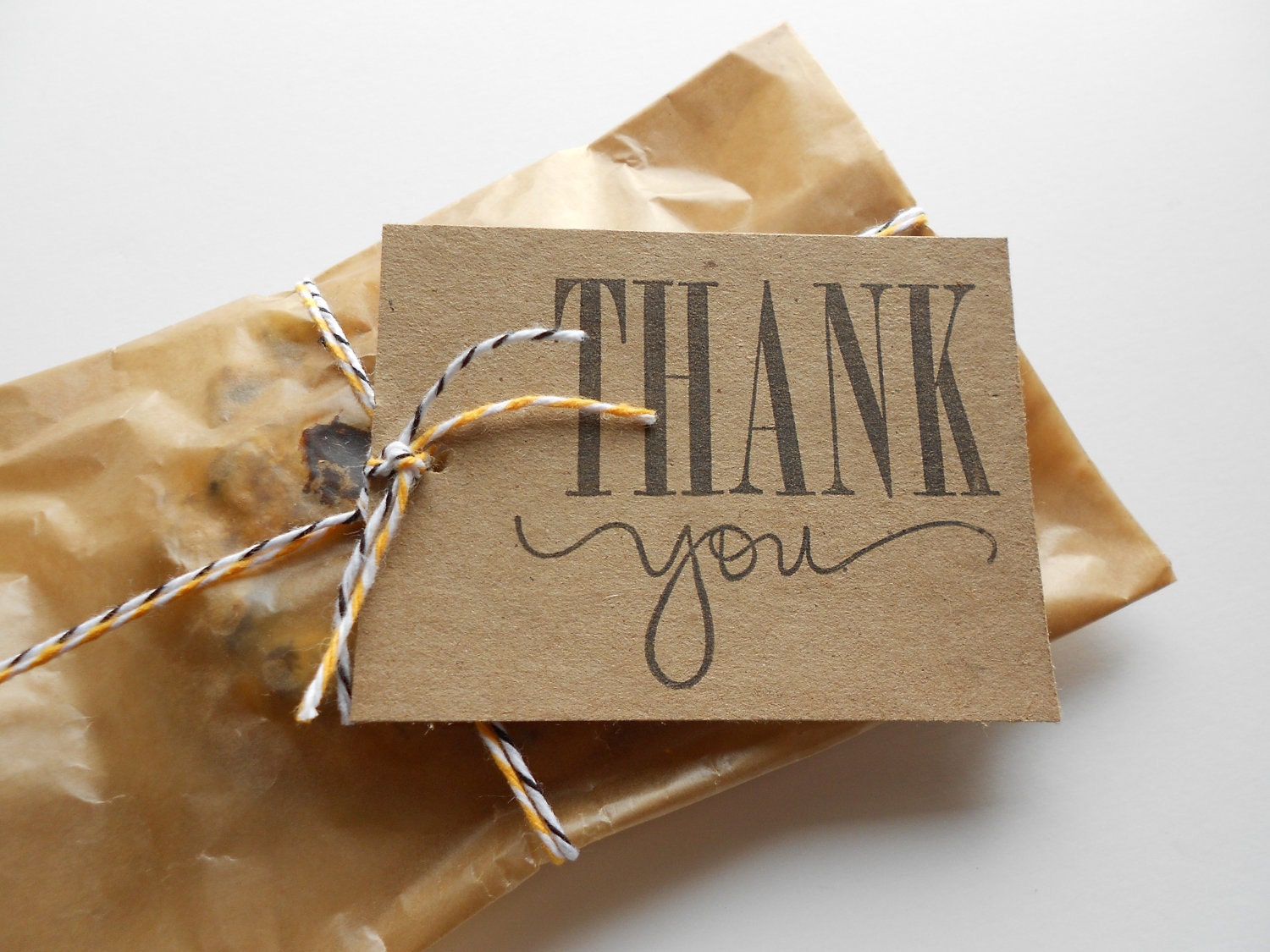 Kraft Tags - Hand Stamped - Thank You - Set of 10