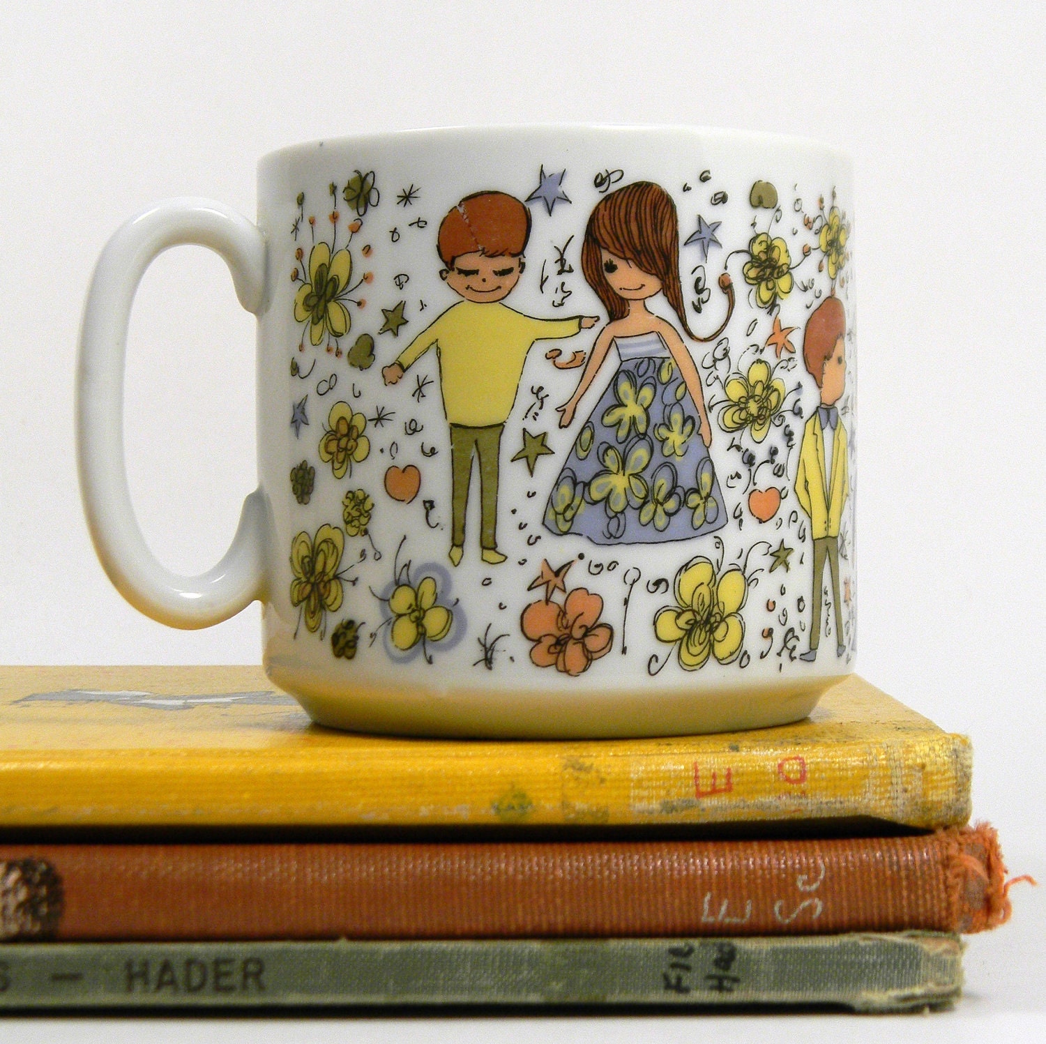 Mod Floral Mug, Vintage 1960s Young Love Coffee Cup