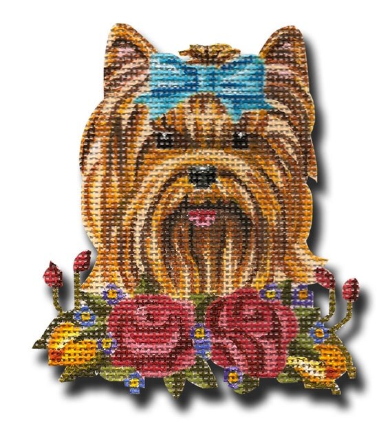 Needlepoint Dog Canvas Small Yorkshire by ADragonsTaleDirect