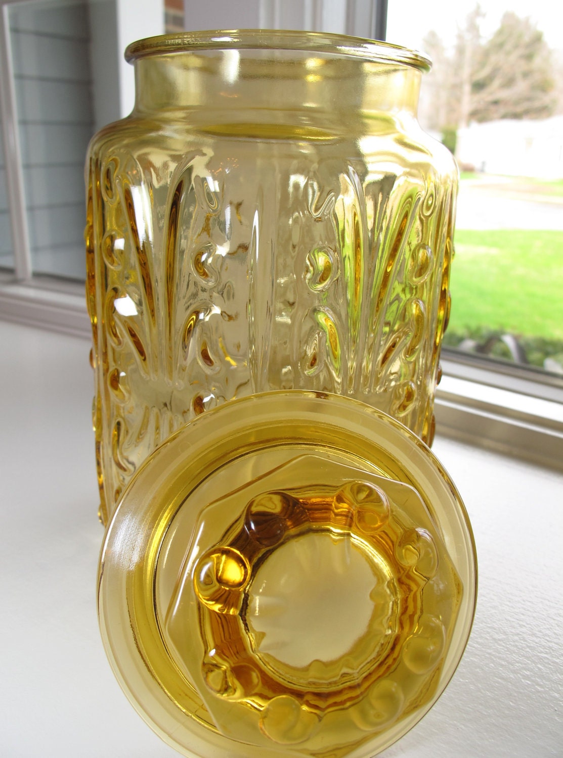 Items similar to Vintage Amber Jar on Etsy