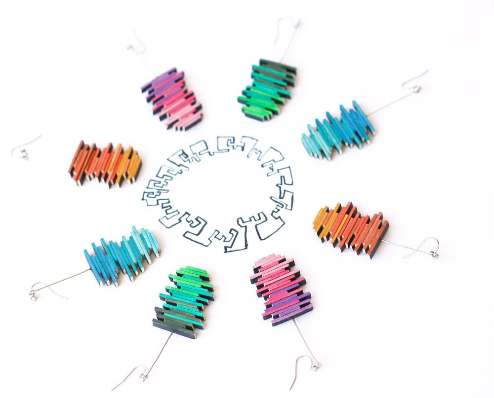 Choose two color - red pink green blue shades and stripes jewelry