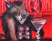 Original 2ft x 2ft oil painting "As useful As a Boar with Six Tits"