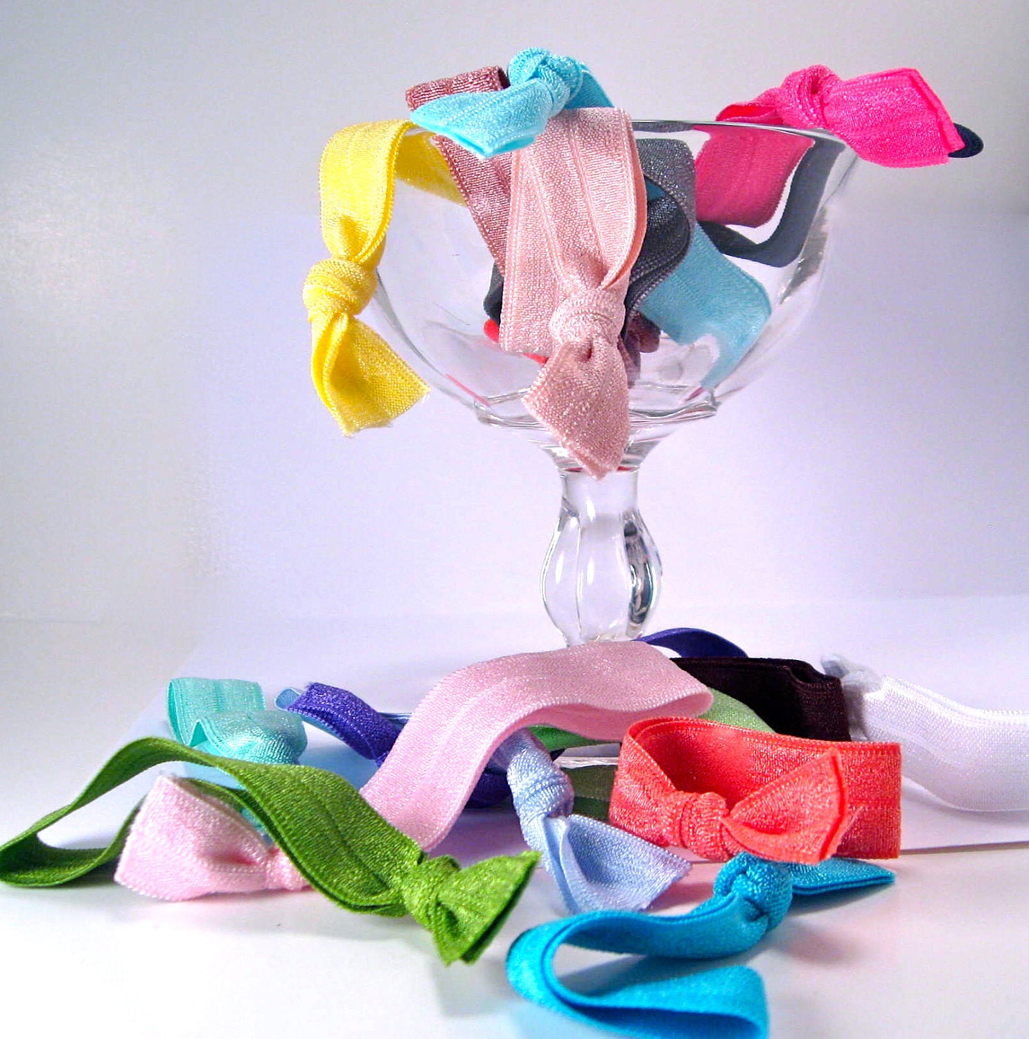 CHOOSE 6 Elastic Hair Ties - Assorted Colors - Knotted Hair Ties - Colorful Hair ties - Ponytail Holders