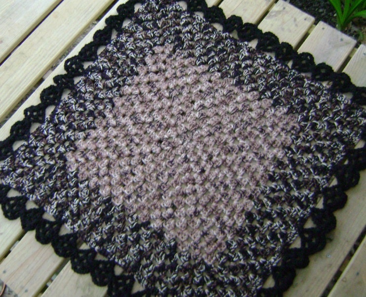 Crochet Rug Floor Rug Throw Rug Granny Square Decoration Browns and Black