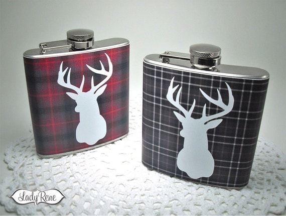 Mod Stag Deer Hip Flask - Gray or Red LR110