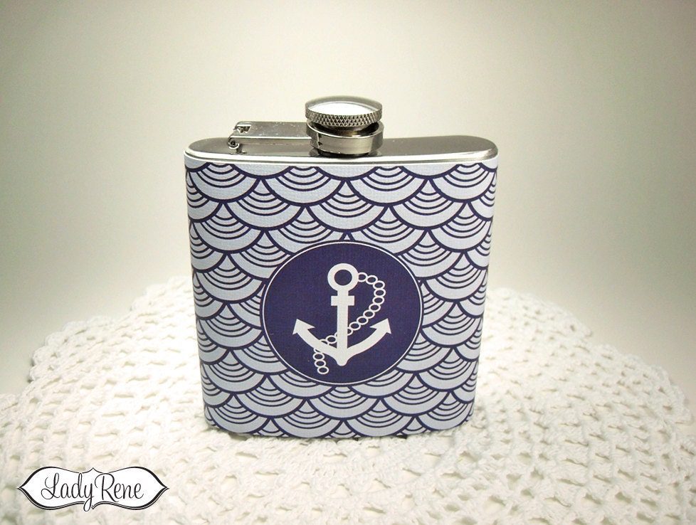 Nautical Anchor Hip Flask - Mens or Womens Gift - LR123